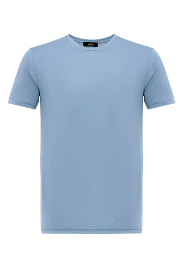 Camiseta de hombre azul con cuello redondo y corte slim - Wessi