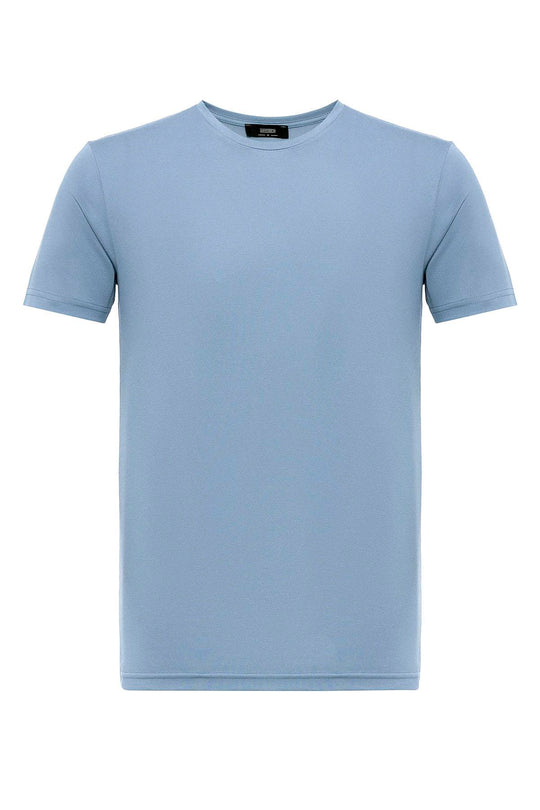 Camiseta de hombre azul con cuello redondo y corte slim - Wessi