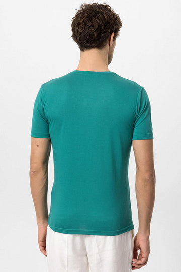 T-Shirt Homme Vert Col Rond Coupe Slim - Wessi