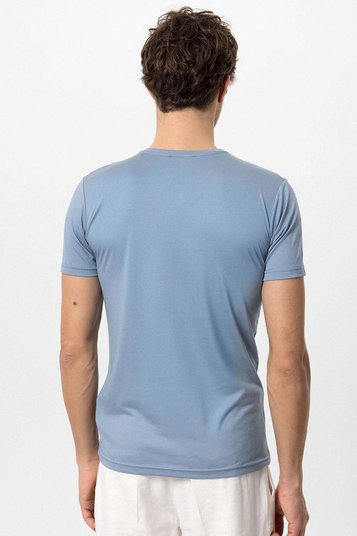 Camiseta de hombre azul con cuello redondo y corte slim - Wessi