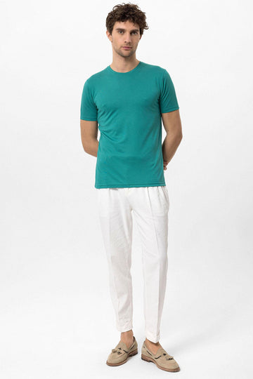 T-Shirt Homme Vert Col Rond Coupe Slim - Wessi