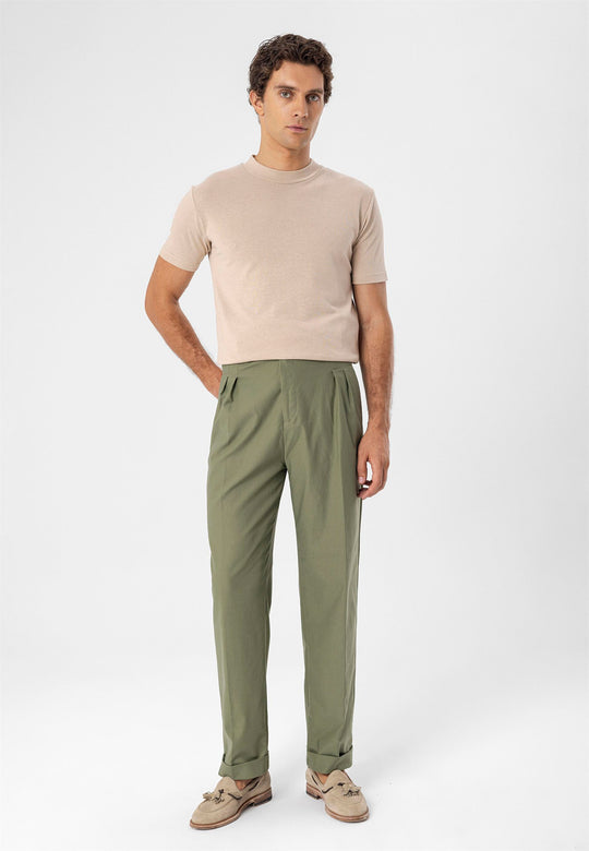 T-Shirt Slim Col Rond Beige Homme - Wessi