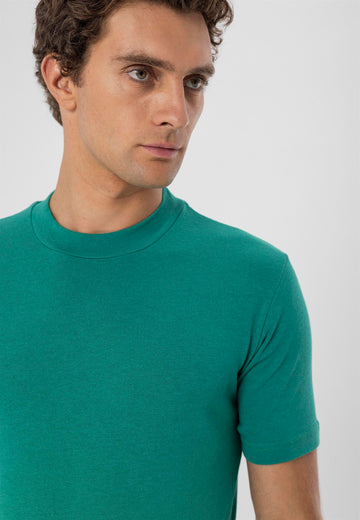 T-Shirt Slim Fit Col Rond Vert Canard Homme - Wessi