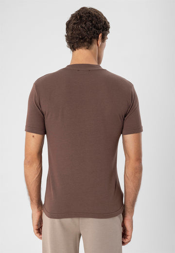 T-Shirt Homme Marron Col Rond Coupe Slim - Wessi