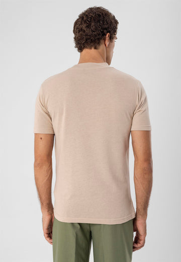 T-Shirt Slim Col Rond Beige Homme - Wessi