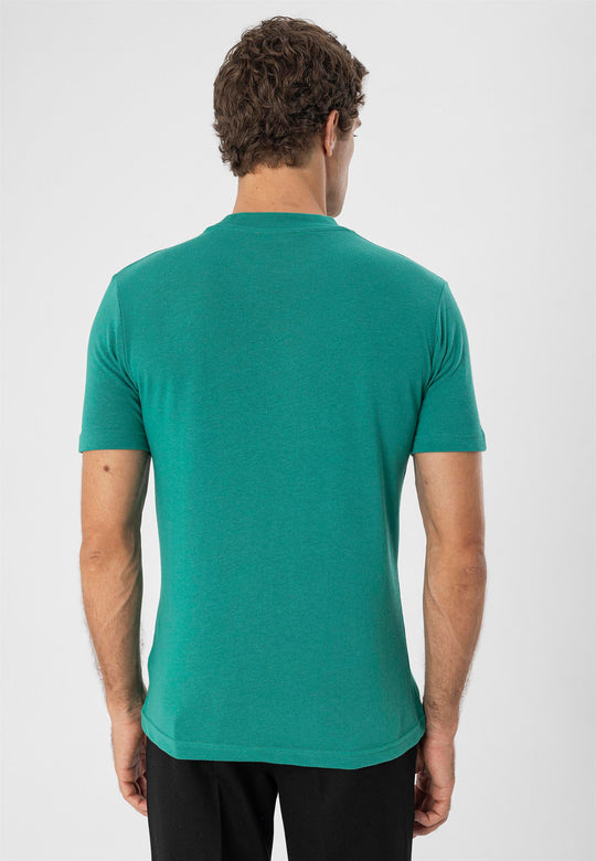 T-Shirt Slim Fit Col Rond Vert Canard Homme - Wessi