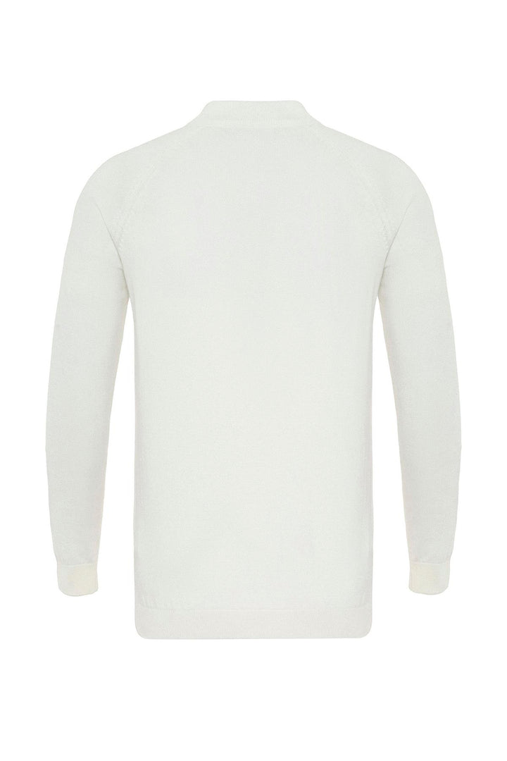 Maglione in maglia slim fit girocollo color écru da uomo - Wessi