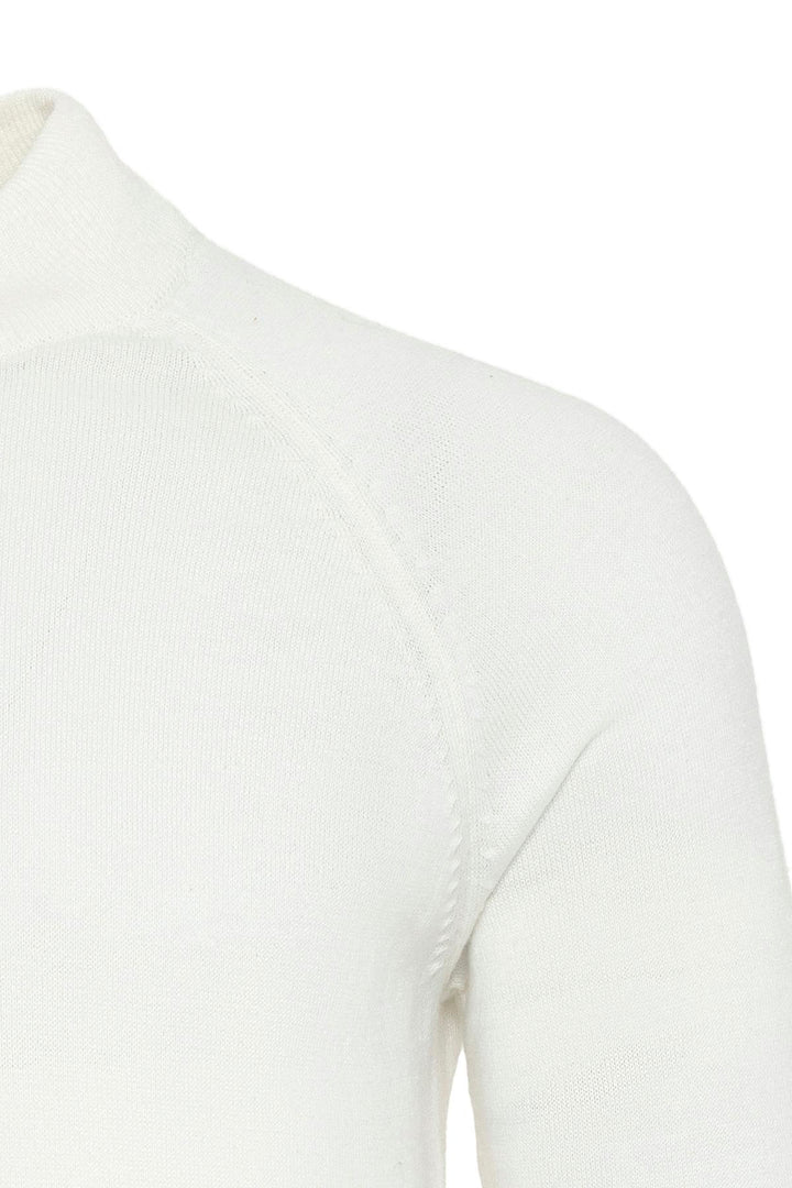 Maglione in maglia slim fit girocollo color écru da uomo - Wessi