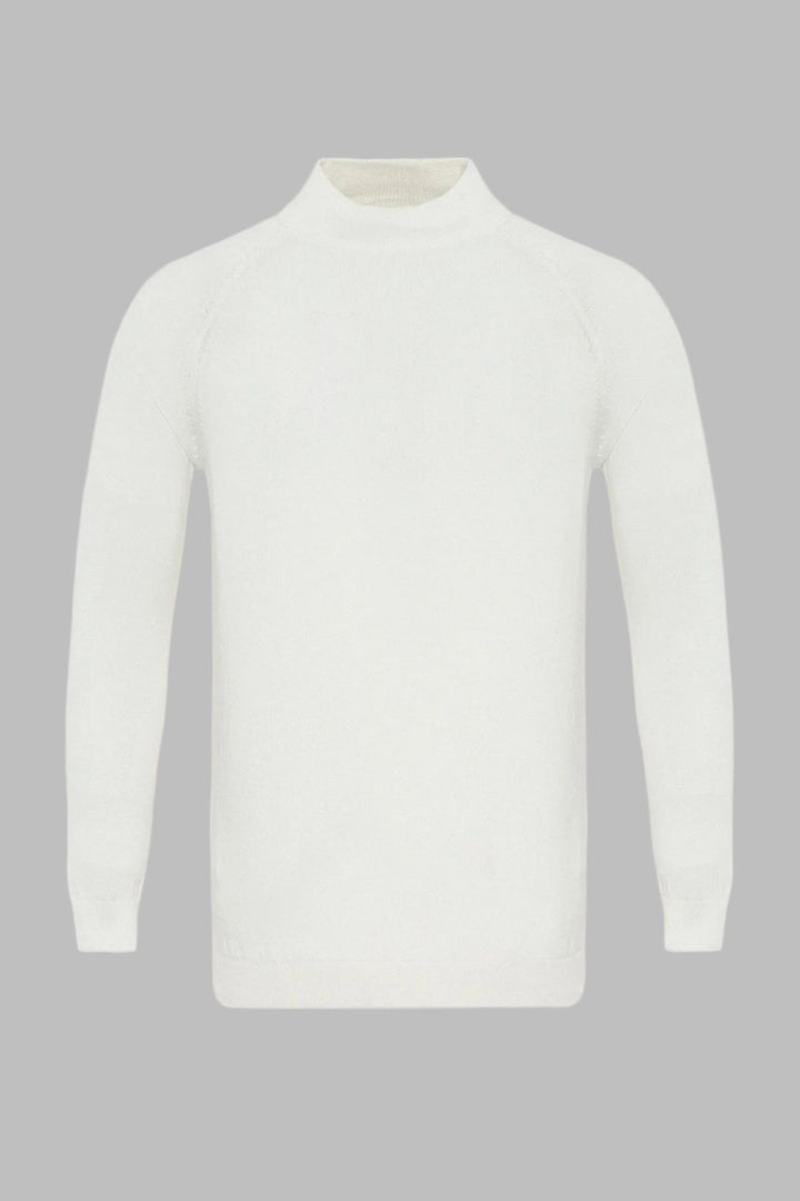 Maglione in maglia slim fit girocollo color écru da uomo - Wessi