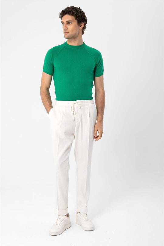 T-Shirt Homme Vert Col Rond en Maille - Wessi