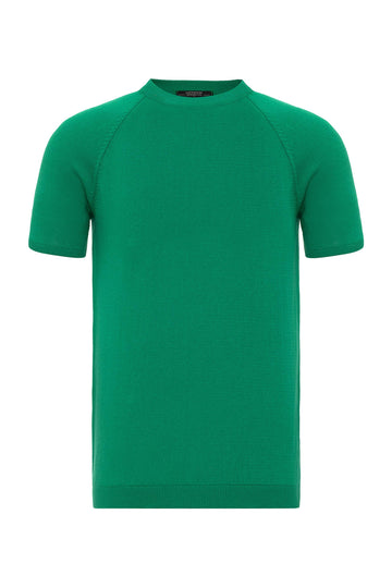T-Shirt Homme Vert Col Rond en Maille - Wessi