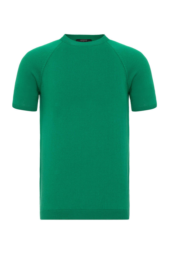 T-Shirt Homme Vert Col Rond en Maille - Wessi