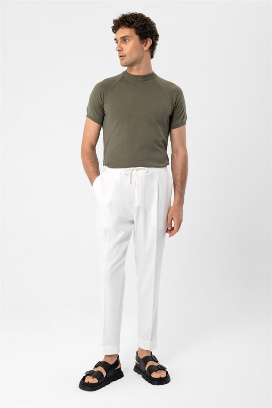 T-Shirt Tricot Col Rond Homme Kaki Clair - Wessi
