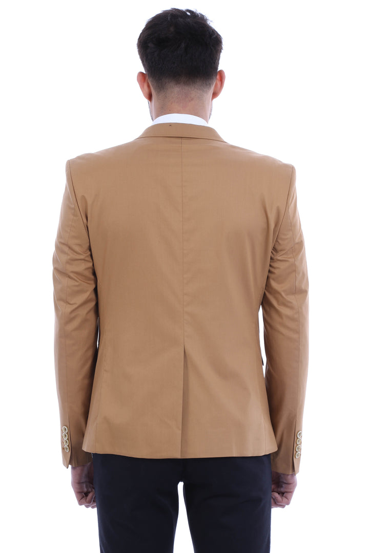 3 pocket Single Button Cotton Tan Jacket-Wessi