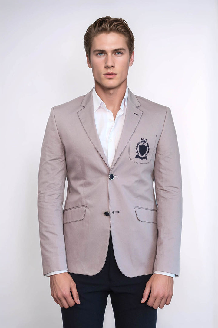 Chaqueta 2 Botones 3 Bolsillos Crestado Algodón Rosa Claro