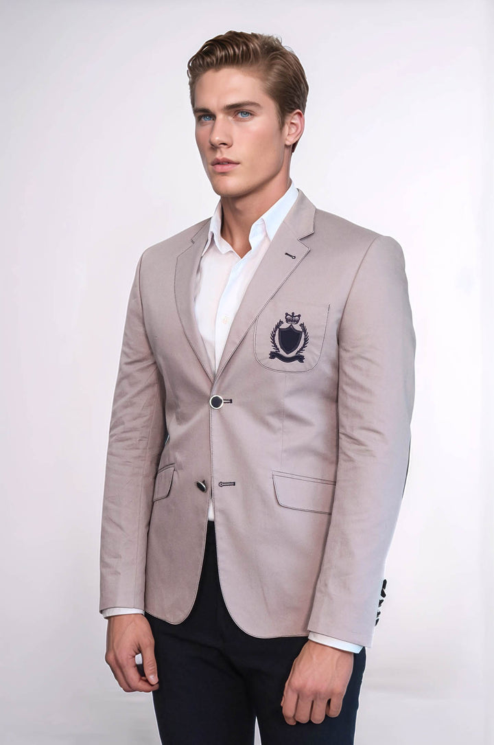 Chaqueta 2 Botones 3 Bolsillos Crestado Algodón Rosa Claro