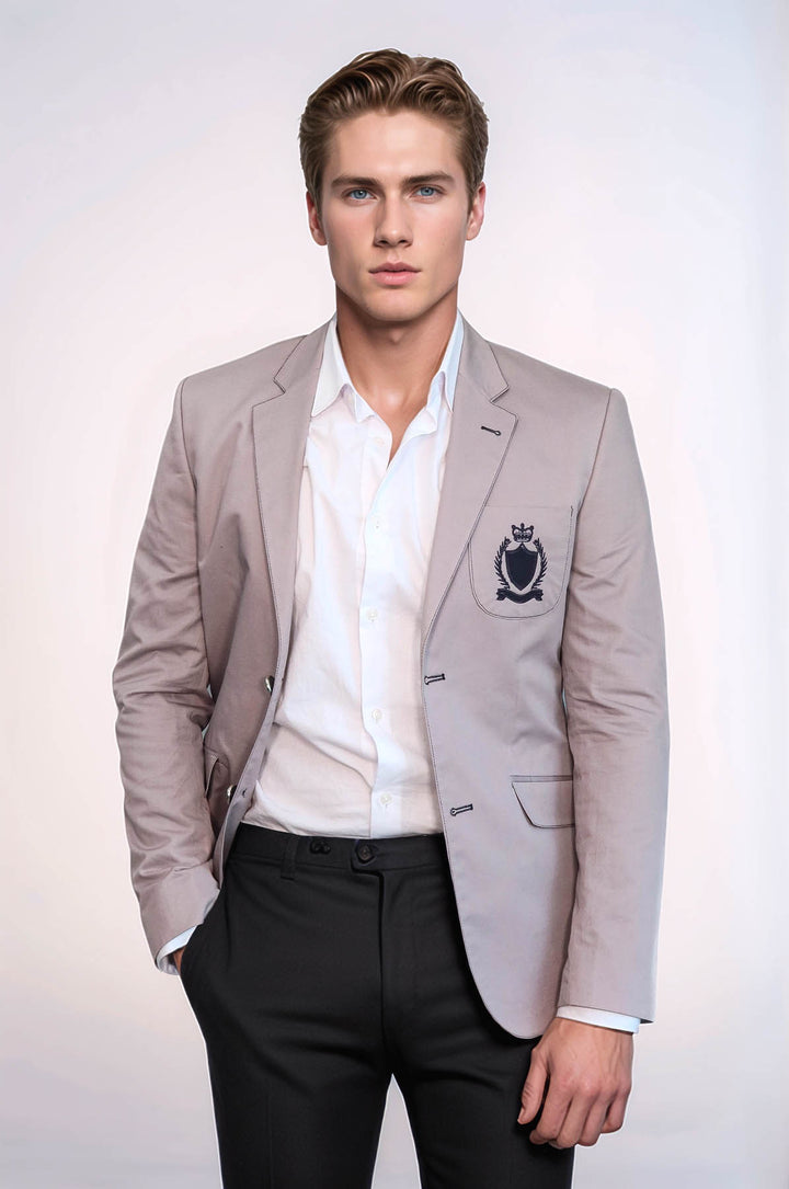 Chaqueta 2 Botones 3 Bolsillos Crestado Algodón Rosa Claro