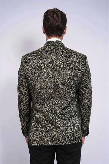 Черный мужской пиджак для выпускного приталенного кроя с перьями - Wessi