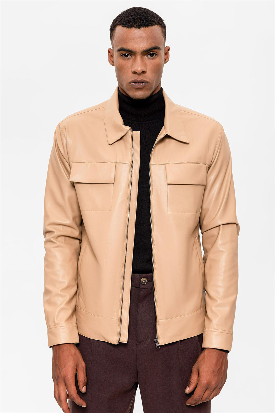 Giacca In Pelle Beige Uomo Giacca In Pelle Beige Da Uomo Con