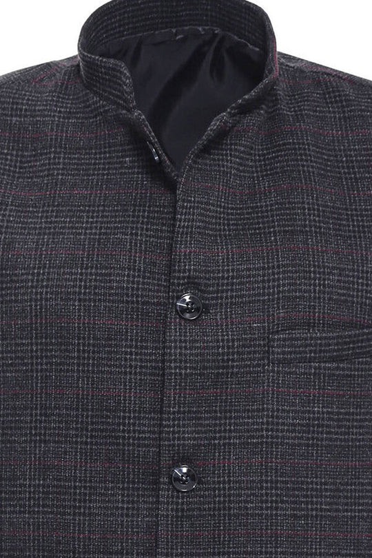 Chaleco de hombre a cuadros con cuello alto Cachet Negro - Wessi