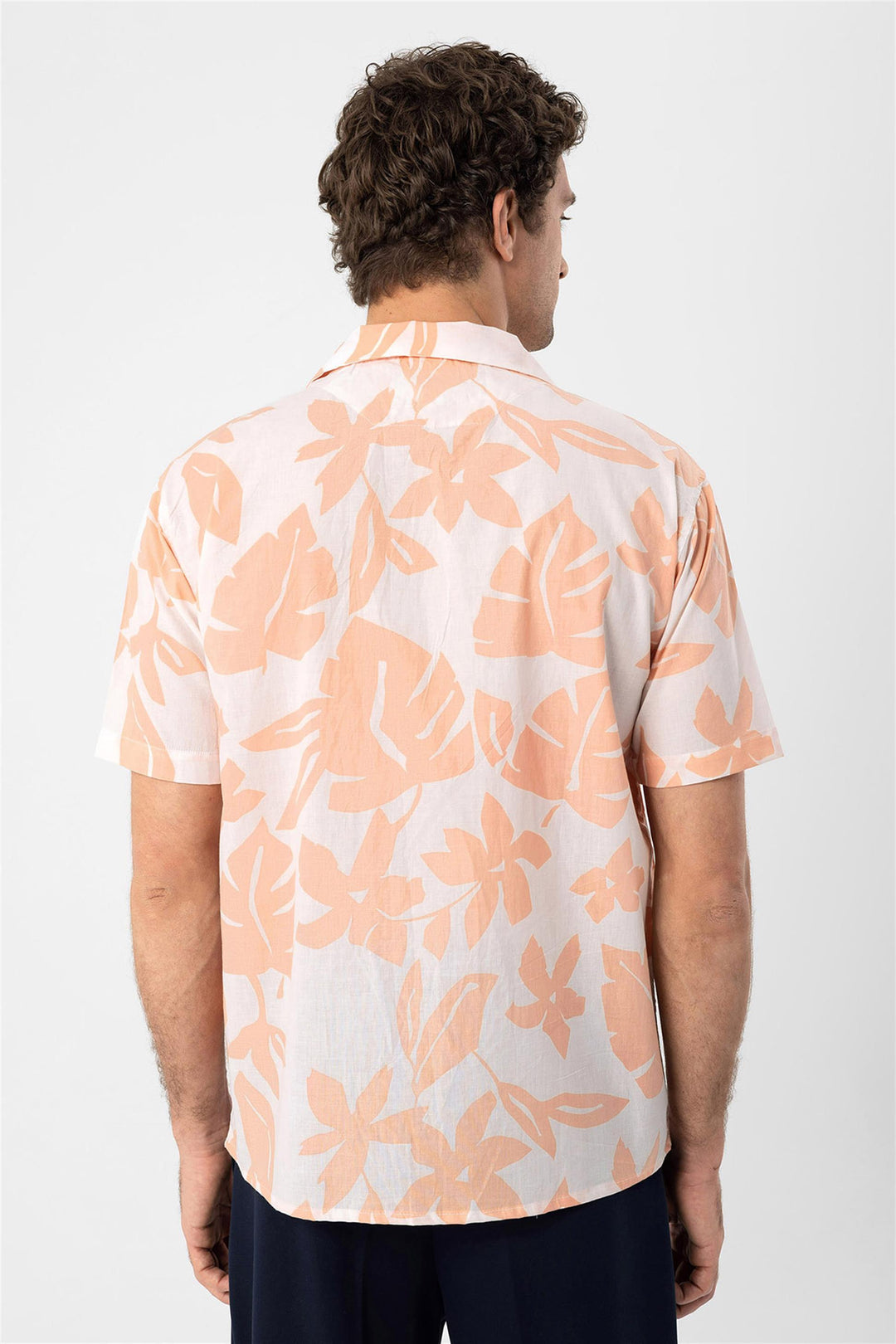 Chemise Col Haut à Motifs Floral Orange Homme - Wessi