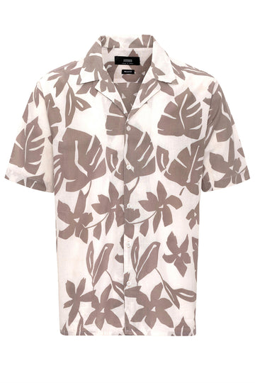 Camicia da uomo con colletto alto con motivo floreale nero - Wessi