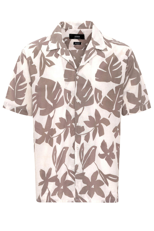 Camicia da uomo con colletto alto con motivo floreale nero - Wessi