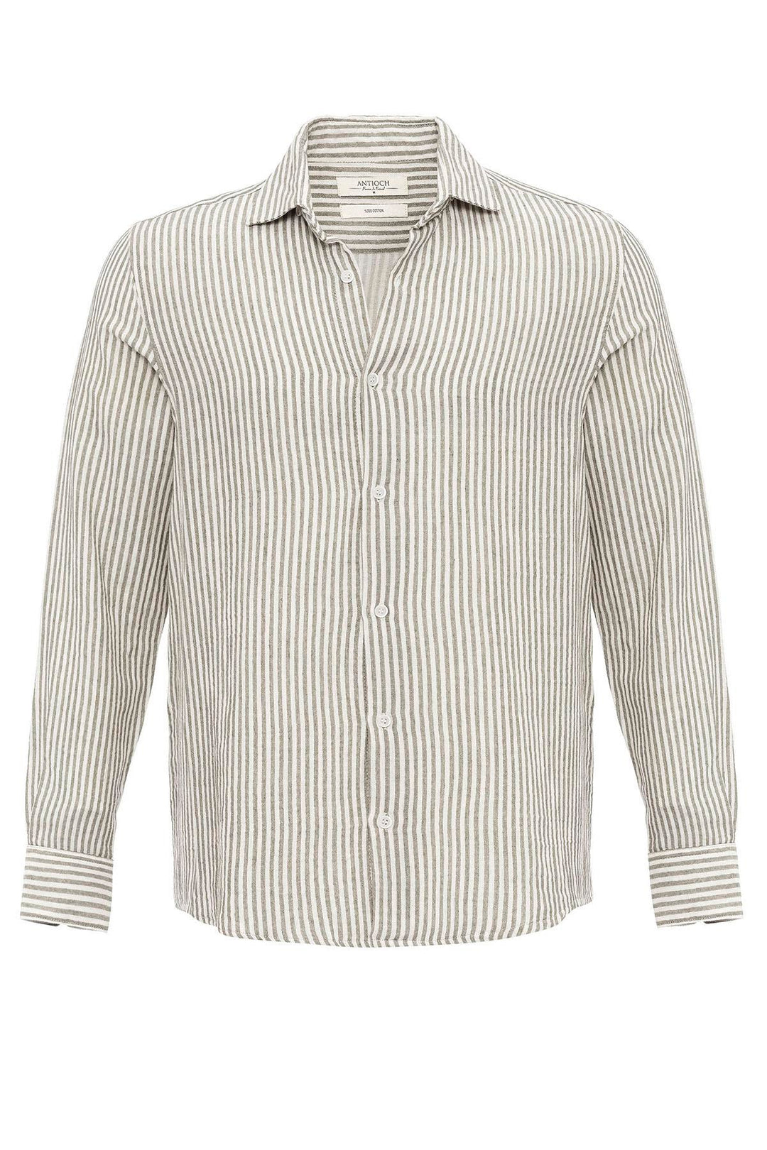 Men's Khaki Striped  Shirt - Wessi