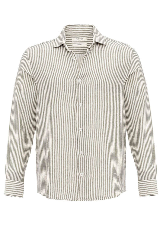 Chemise rayée kaki pour homme - Wessi