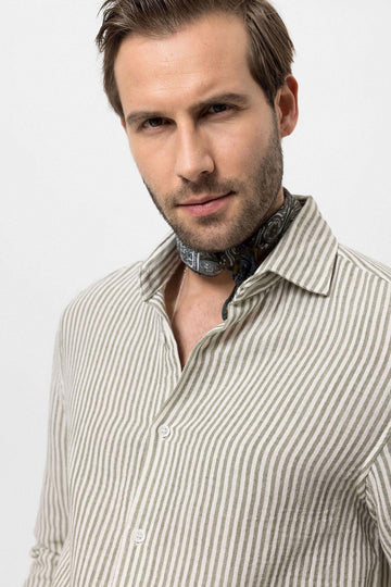 Chemise rayée kaki pour homme - Wessi