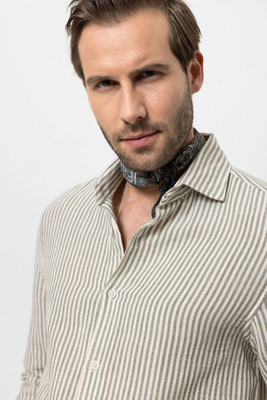 Chemise rayée kaki pour homme - Wessi