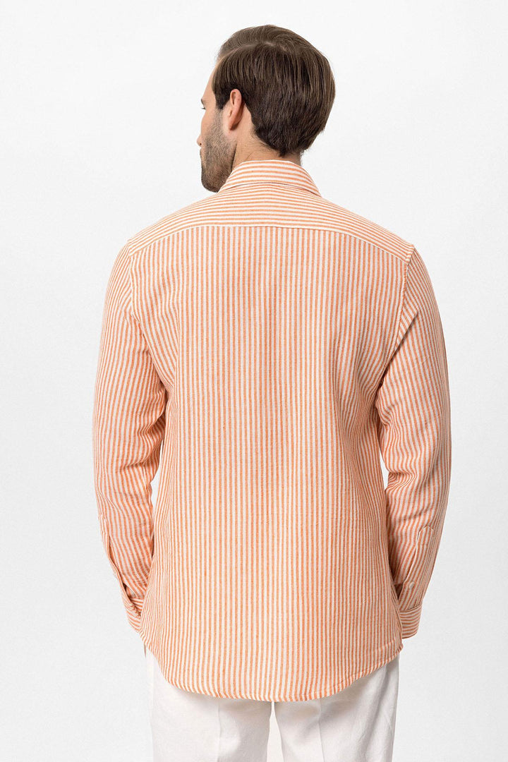 Men's Orange Striped  Shirt - Wessi