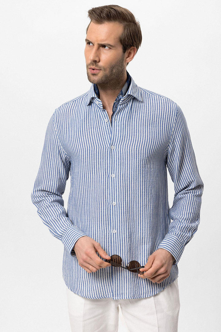 Men's Sax Striped  Shirt - Wessi