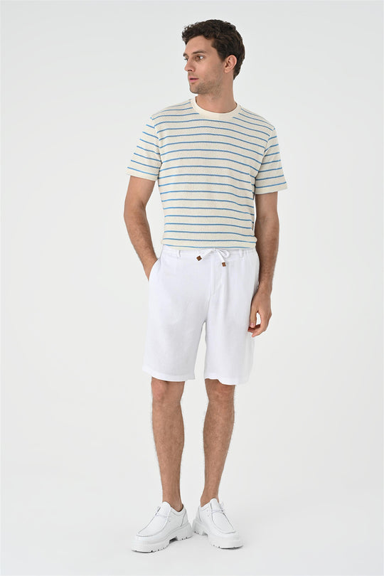 Men's Sax Striped Knitted  T-Shirt - Wessi