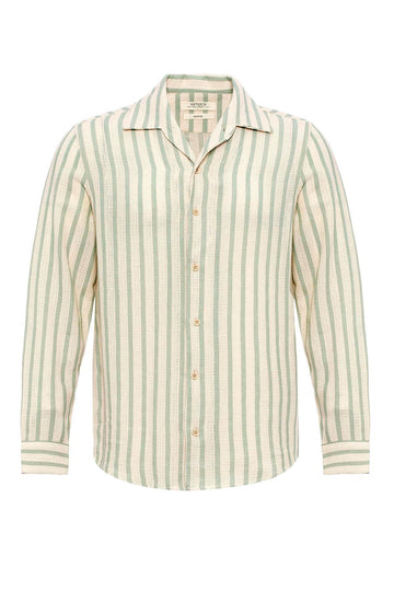Chemise à Manches Longues en Maille Rayée Menthe Homme - Wessi