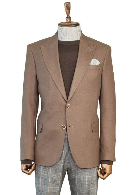 Brown Blazer Slim Fit, Brown Maglieria, e Pantaloni a Motivo Scozzese - Stile Ufficio Moderno - Wessi
