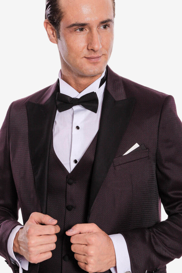 Claret Red and Black Tuxedo for Men | Wessi