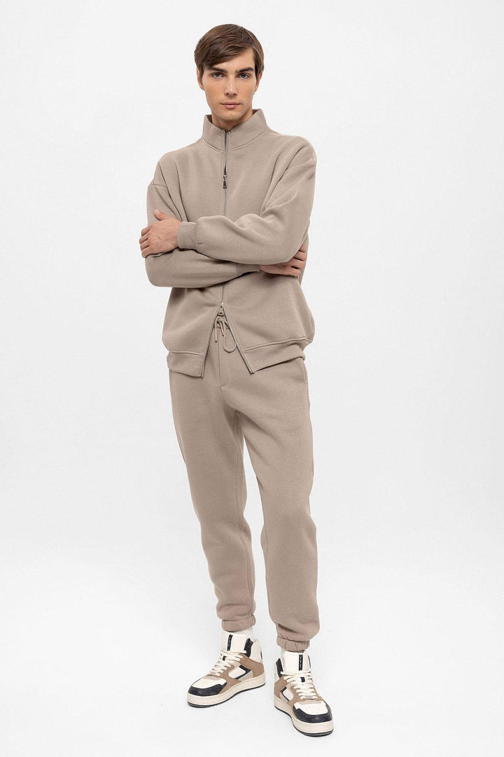 Men's Mink High Collar Double Zipper Closure  Sweatshirt - Wessi