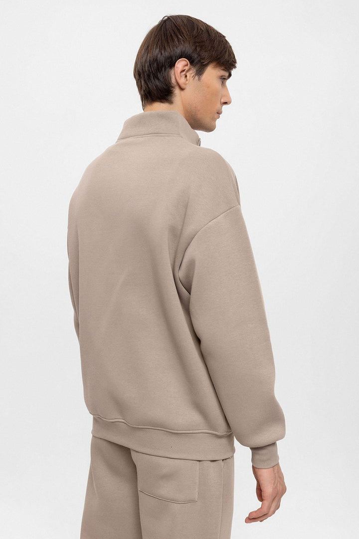 Men's Mink High Collar Double Zipper Closure  Sweatshirt - Wessi