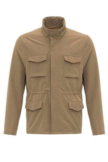 Men's Light Khaki Stand Collar Safari  Jacket - Wessi