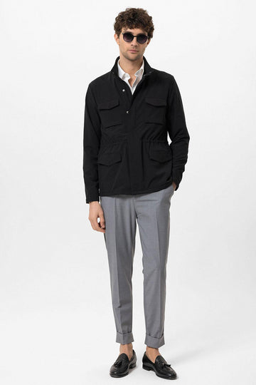 Veste Safari Noire Col Montant Homme - Wessi