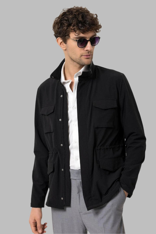 Veste Safari Noire Col Montant Homme - Wessi