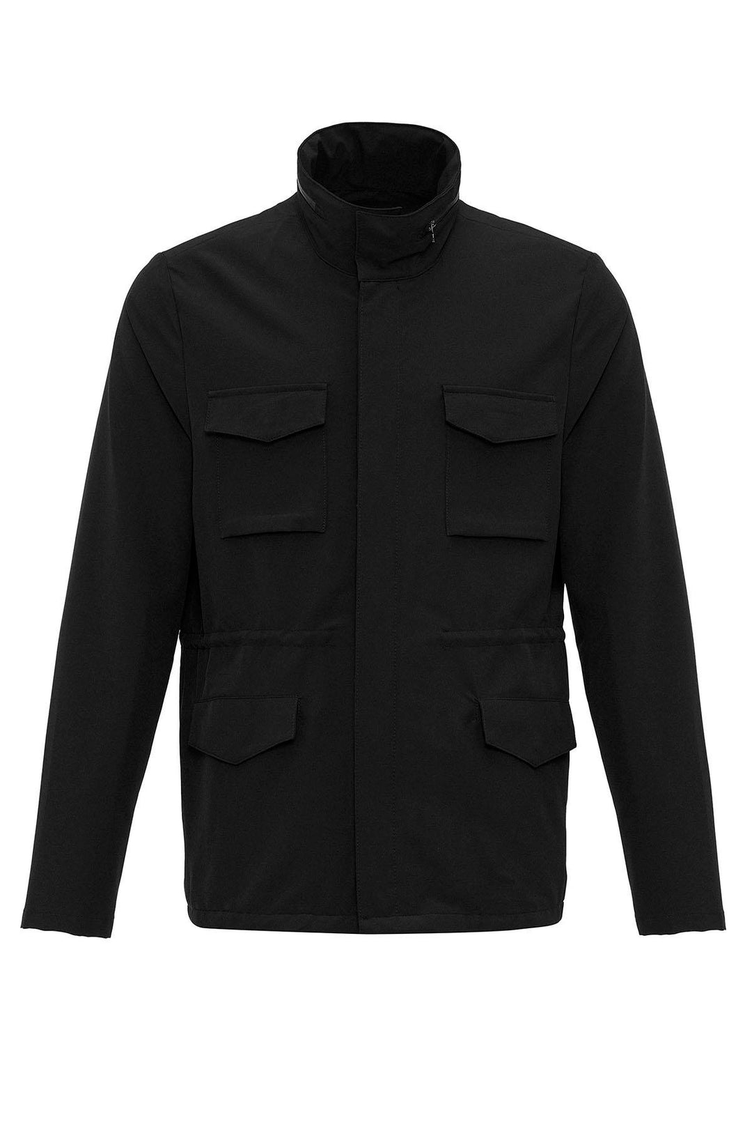 Men's Black Stand Collar Safari  Jacket - Wessi