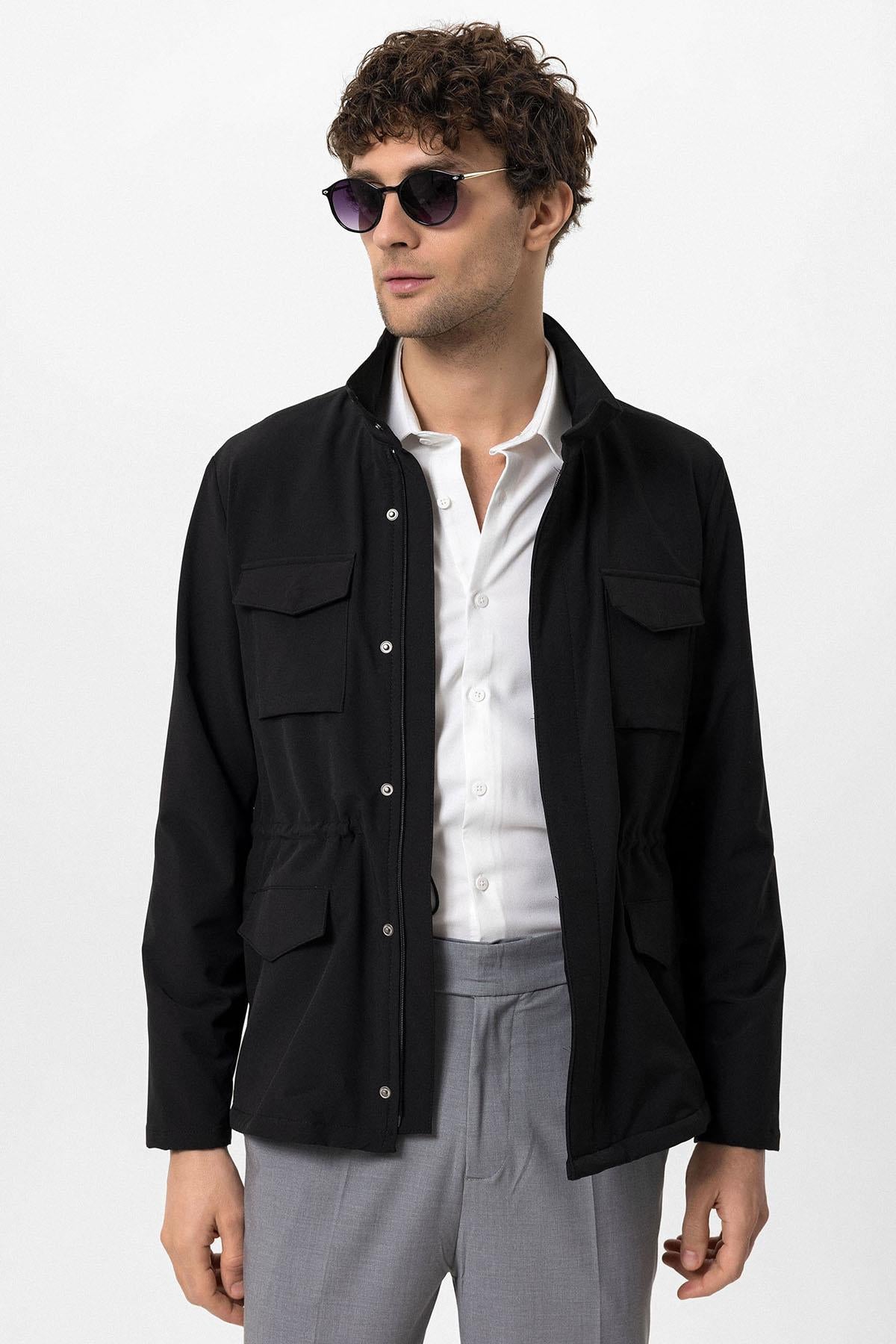 【30%OFF】 Men's Black Wessi - Jacket Safari Collar Stand Clothing