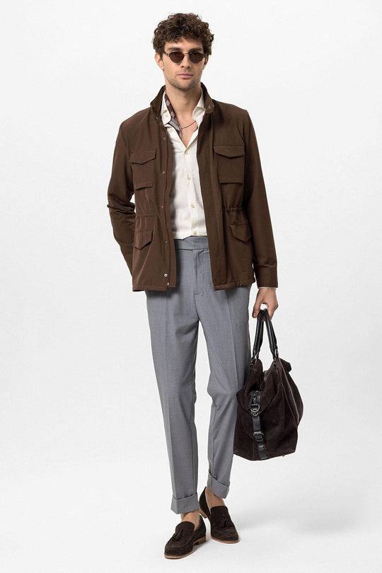 Veste Safari Col Montant Marron Homme - Wessi