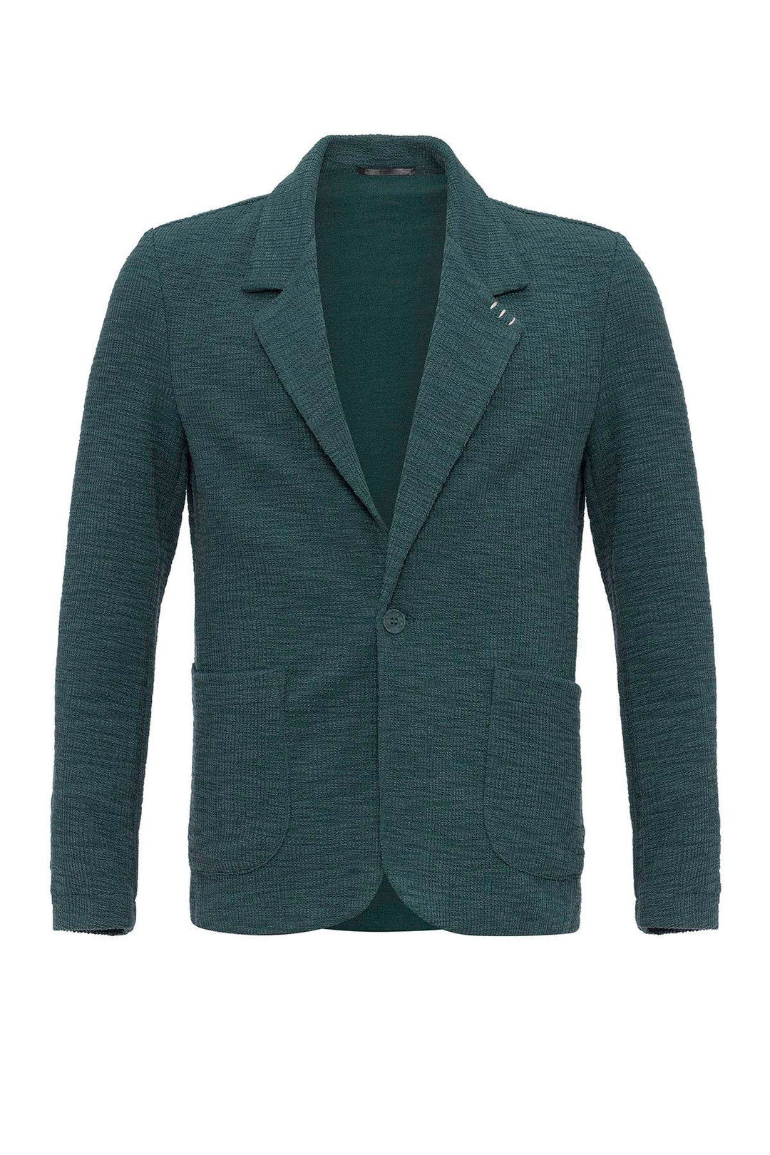 Men's Green Textured Plain  Blazer - Wessi