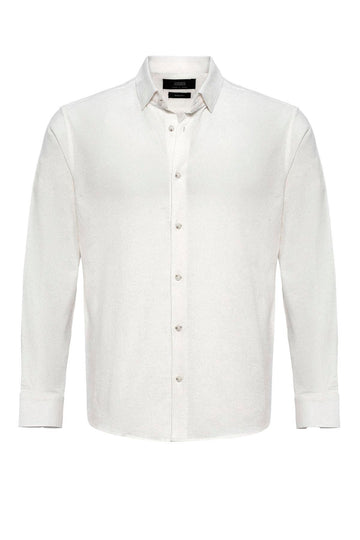 Men's White Textured Regular Fit  Shirt - Wessi
