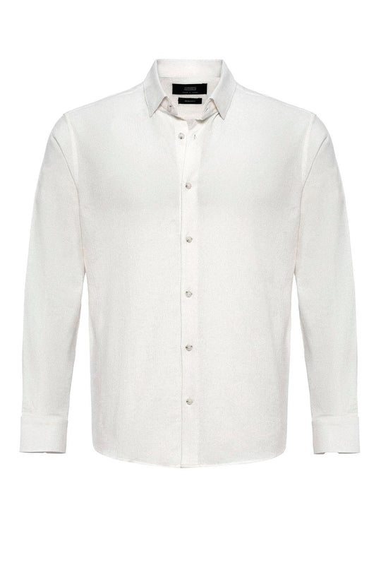 Men's White Textured Regular Fit  Shirt - Wessi