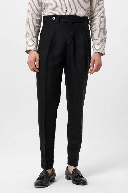 Men's Black Cuffed High-Waisted Pants - Wessi  Wessi - Discover Diversity
