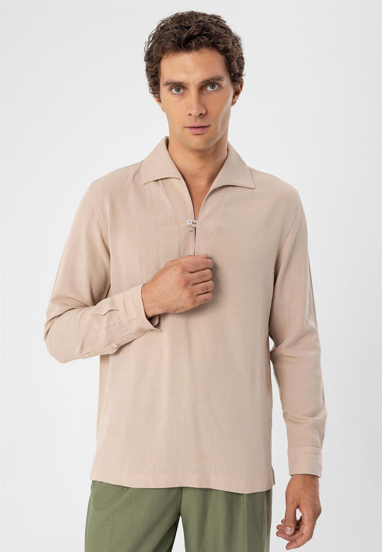 Chemise Homme Beige Détail Boutons - Wessi